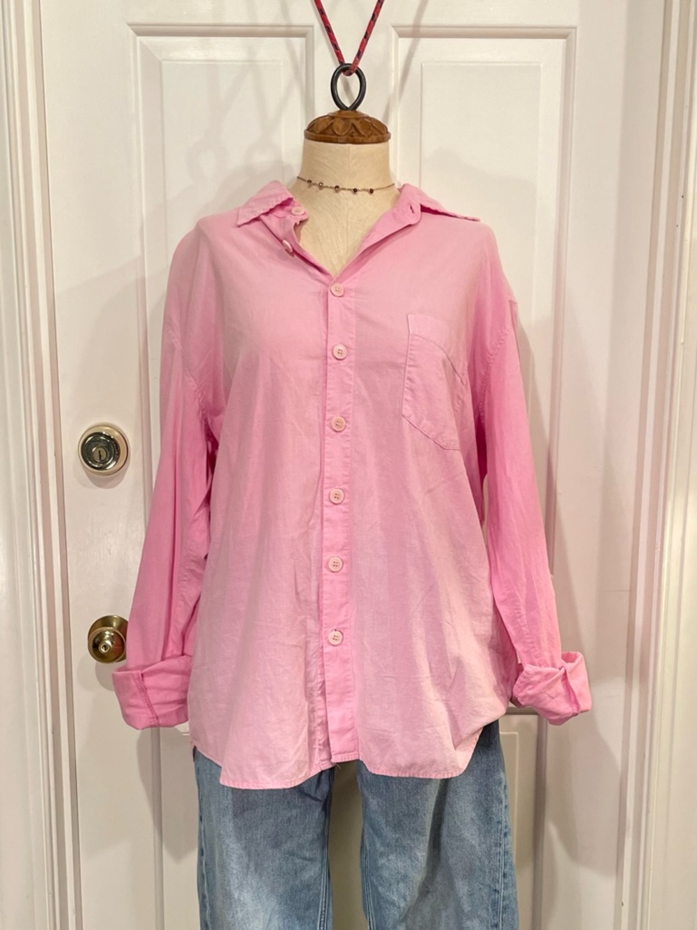 Classic Pink Cotton Button-Up Shirt